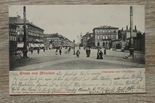 AK Gruss aus München / 1902 / Odeonsplatz Ludwigstrasse / Cafe Putscher / Häuser Architektur